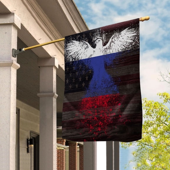 American Flag- Russian Flag Russia US Friendship Forever July 4 Decoration House Flag, Double-Sided Decorative Outdoor Flag, Patriotic Polyester Yard Flag 29.5 x 39.5 in