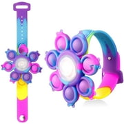 Richgv Pop Spinner Watch With Light, Push Bubble Fidget Wristband Toys, Stress Relief Fidget Bracelets For Kids And Adults Anxiety Relief ADHD Autism Decompression, Pop It Glow Bracelet