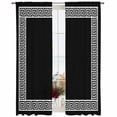 thumbnail image 2 of Black Semi Sheer Window Curtains 96 Inches Long, Modern Geometric Abstract Art Aesthetics Rod Pocket Voile Silky Chiffon Curtain Light Filtering Drapes for Living Room, Kitchen, 52"x96", 2 Panels, 2 of 9