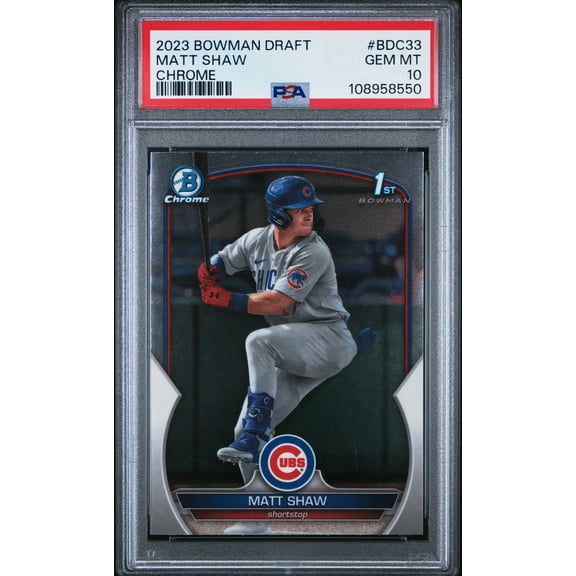 Graded 2023 Topps Bowman Draft Matt Shaw #BDC33 Chrome Rookie RC Baseball Card PSA 10 Gem Mint