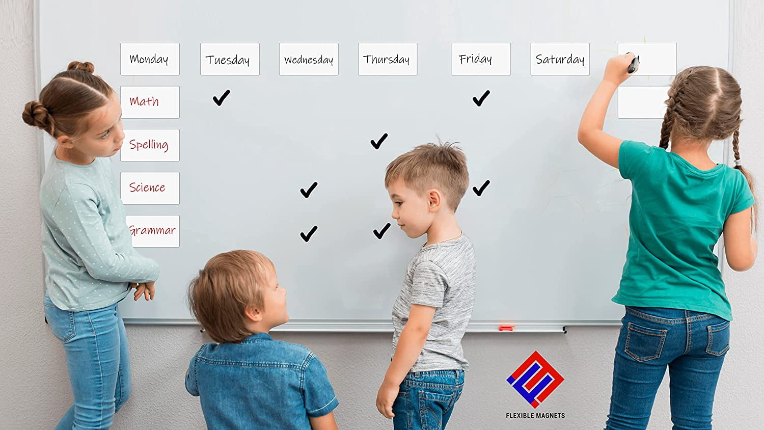 Dry Erase Magnetic Blank Cards - Plus Bonus! 4 Colored Dry Erase Markers - Dry Erase Index Cards - 4 x 6 Reusable Flash Cards - Mini Magnetic Cards for Fridge (32)