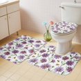 thumbnail image 4 of Purple Daisy Bathroom Rugs Set Watercolor Country Spring Purple Floral Bees Non Slip Absorbent Soft Bath Mats 3 Piece Set with Bathroom Rug, U-Shaped Floor Mat, Toilet Seat Cover Small Size, 4 of 9