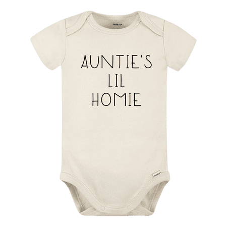 Auntie's Lil Homie Cute Baby Onesie® Brand Bodysuit Shirt Premium Custom Clothes Unisex Baby Gift for Mom Newborn 0-3m Natural