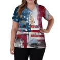 thumbnail image 3 of Sewkxo Womens Scrub American Patriotic 4th Of July Short Sleeve V Neck Scrubs Top Baggy Fit Summer Nurse Uniform Shirts with Pockets,Gray 3XL, 3 of 5