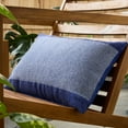thumbnail image 3 of TOWN & COUNTRY TERRA Alara Solid Border Handcrafted Indoor Outdoor Decorative Pillow, 100% Recycled Materials, UV Fade Resistant, Water Repellent,Blue/Ivory, 14"x20", 3 of 9