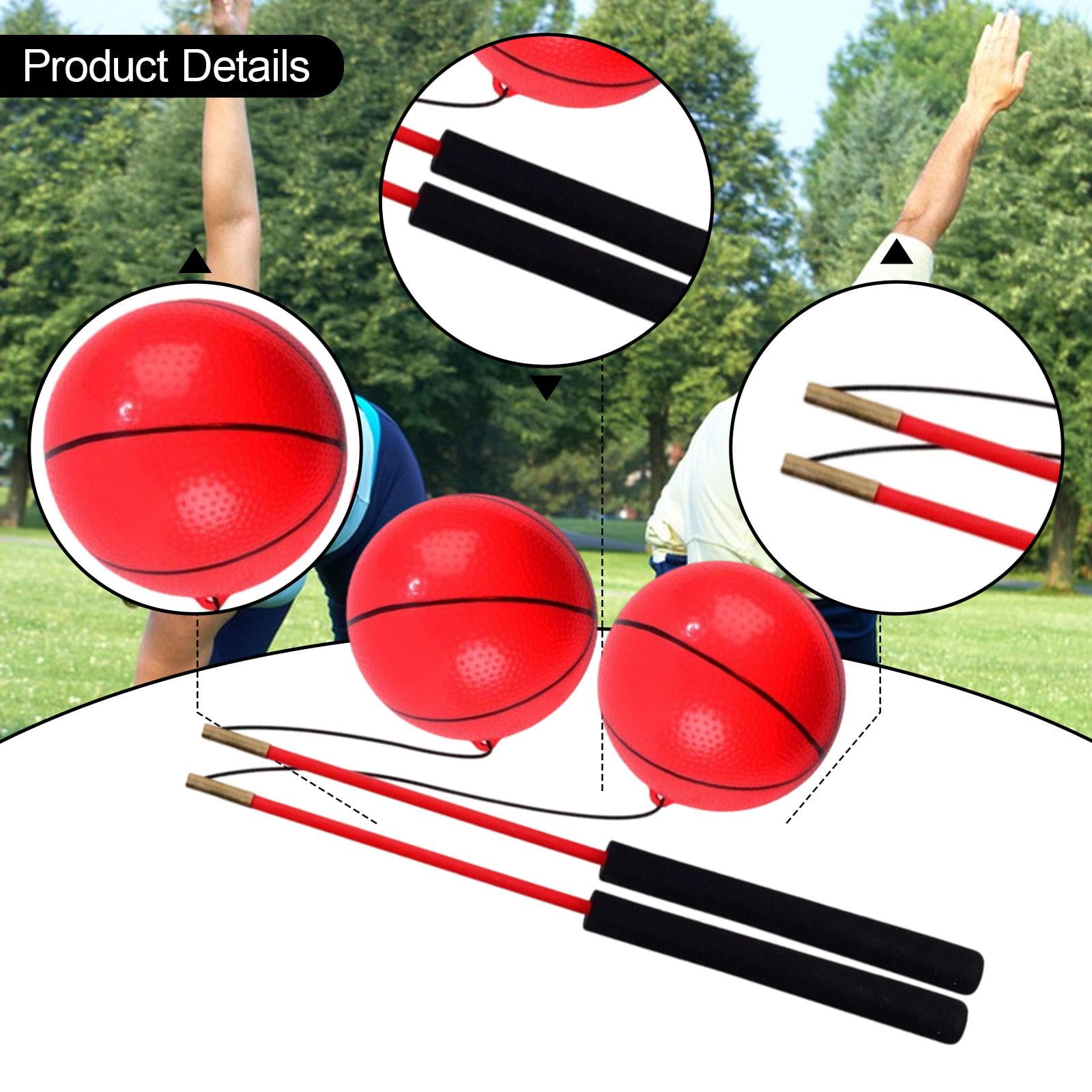 harayaa 2 Pieces Exercise Balls Fitness Balls Wobble Balls with Rod And Foam Handles for Red