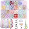 thumbnail image 2 of 704Pcs Glass Beads Bracelets Kit 8mm 24 Color Small Craft Beads  Glass Beads with Elastic String Bracelet Making Kit Crackle Glass Beads for DIY Bracelets Necklaces Double Color, 2 of 11