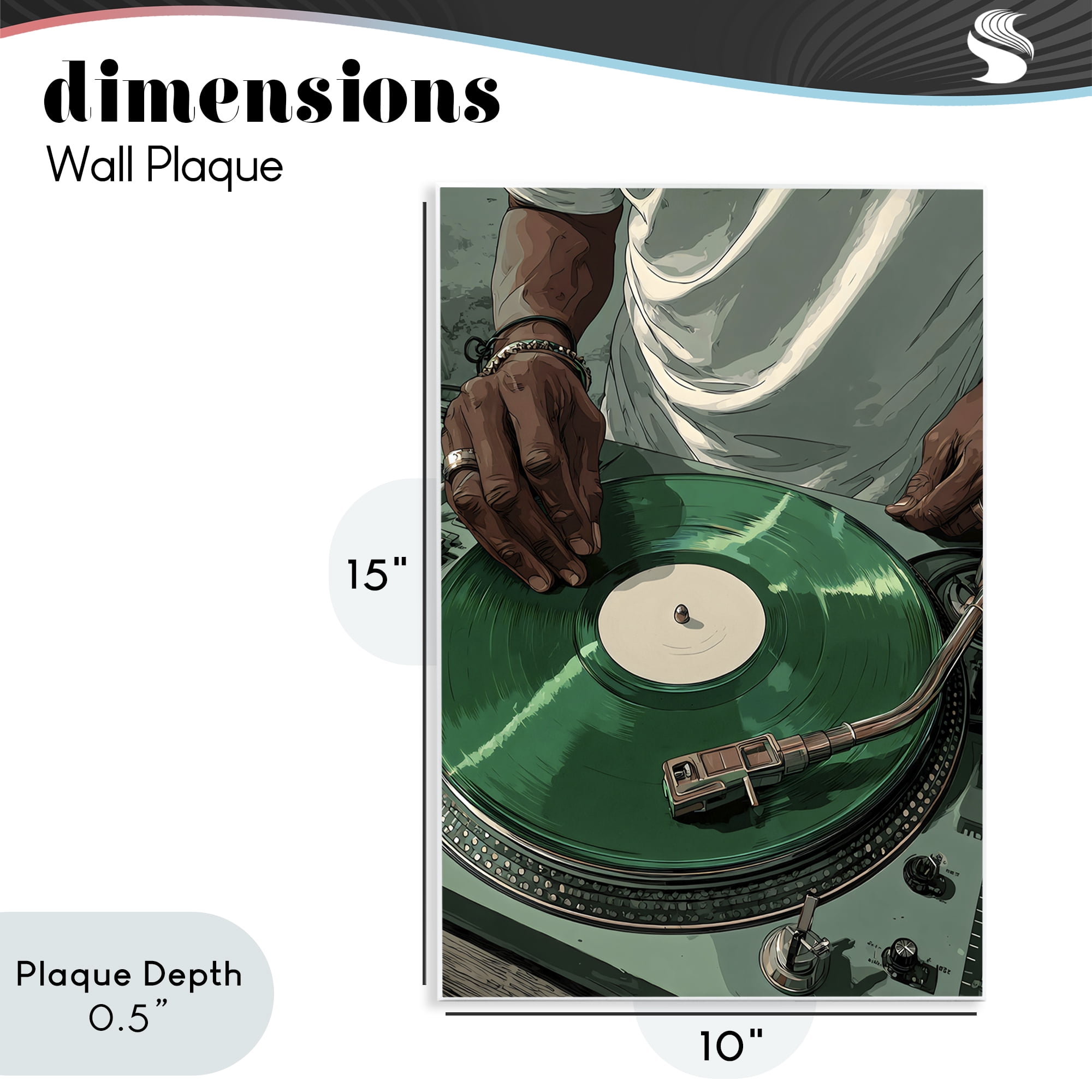 Stupell Industries DJ Spinning Green Record Wall Plaque Art, design by Franklyn Gregory