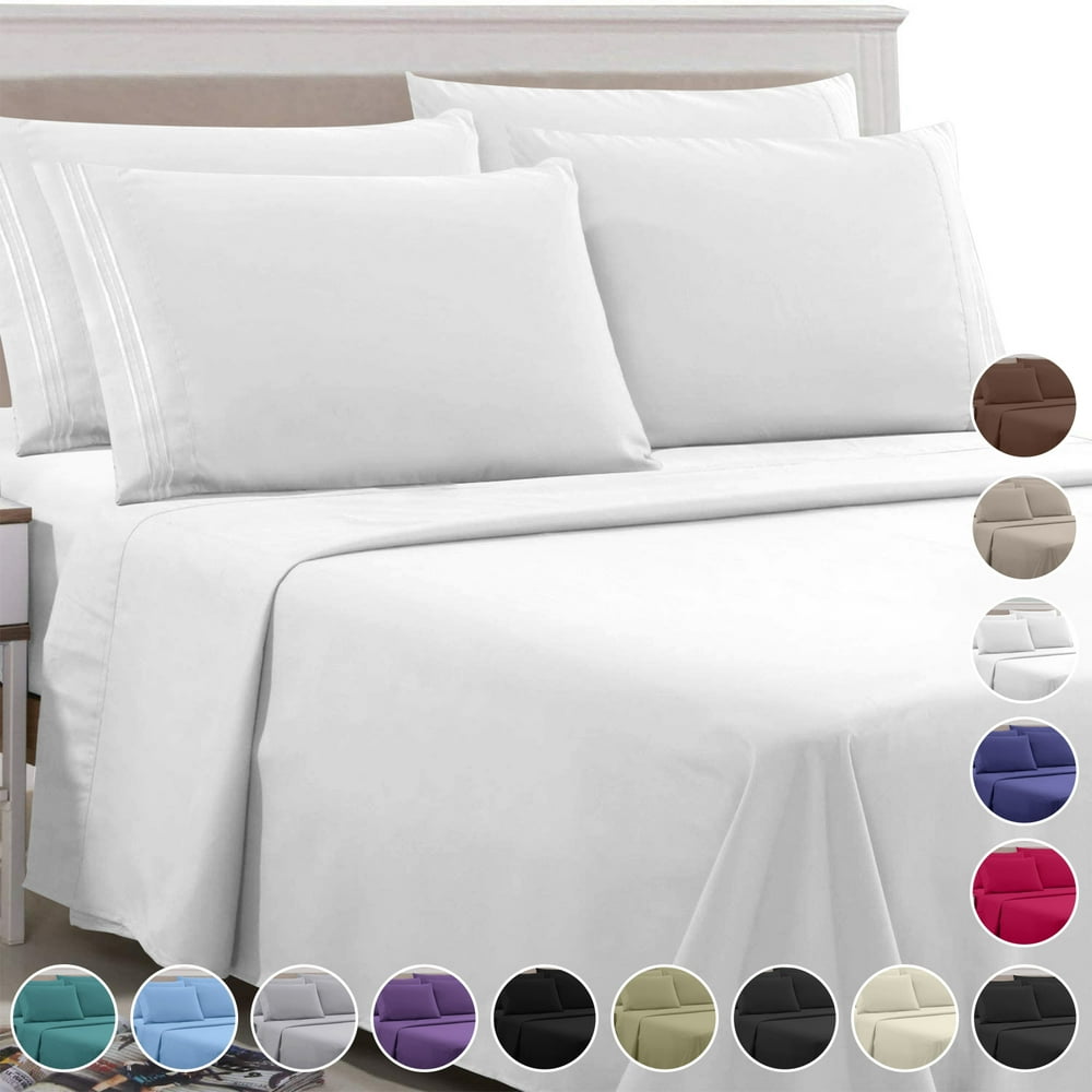 Bed Sheet Set 1800 Series Queen White , Hotal Quality Bed Sheet Set 6