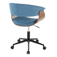 thumbnail image 5 of LumiSource Black Metal, Walnut Wood, Blue Fabric Vintage Mod Office Chair, 5 of 6