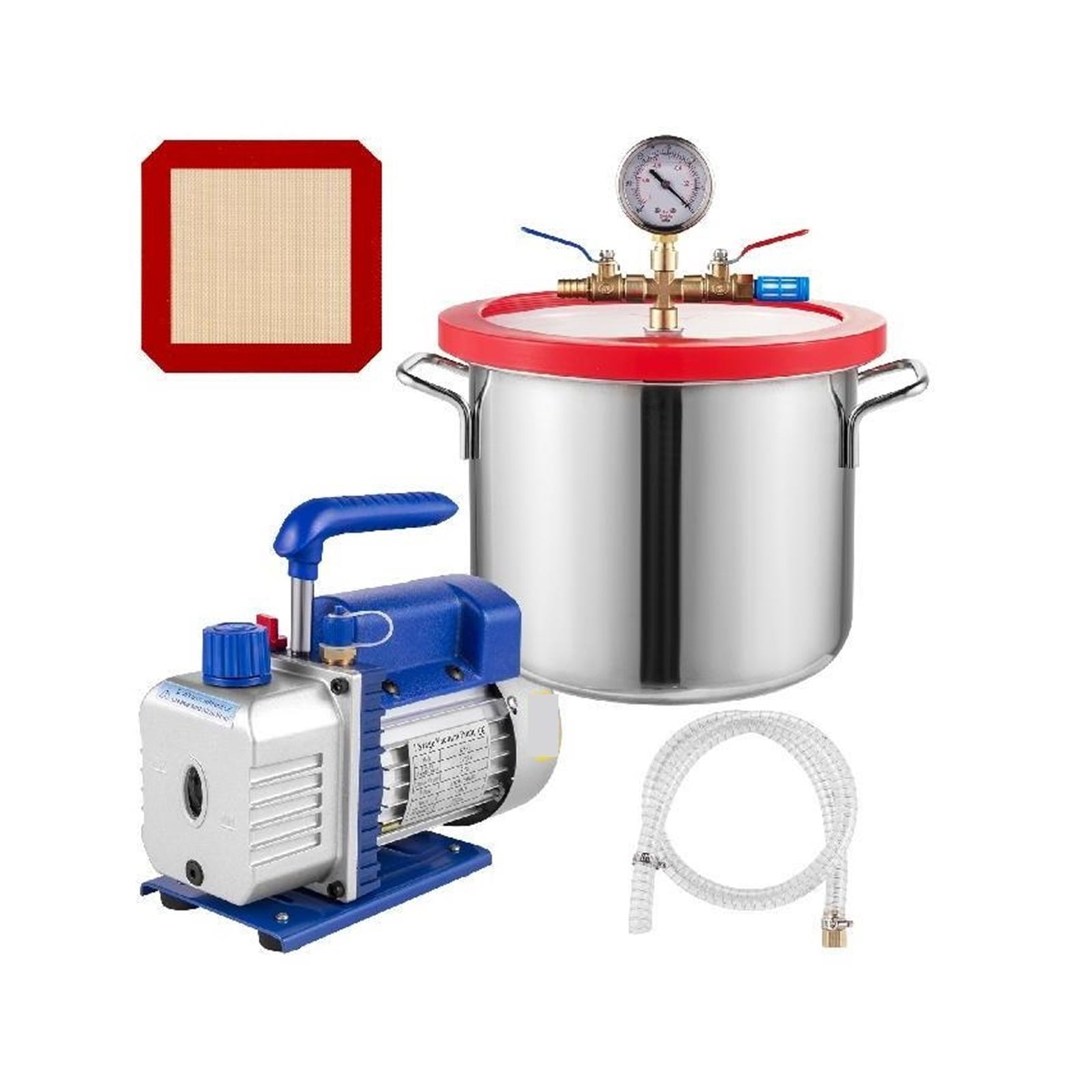3CFM 4CFM Refrigerant Vacuum Pump W/ 1.5-5Gallon Vacuum Chamber Degassing For Household Air Conditioning, Auto Maintenance ,Powerful Performance