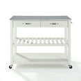 thumbnail image 1 of Crosley Stainless Steel Top Rolling Home Kitchen Bar Cart with Drawers, White, 1 of 5