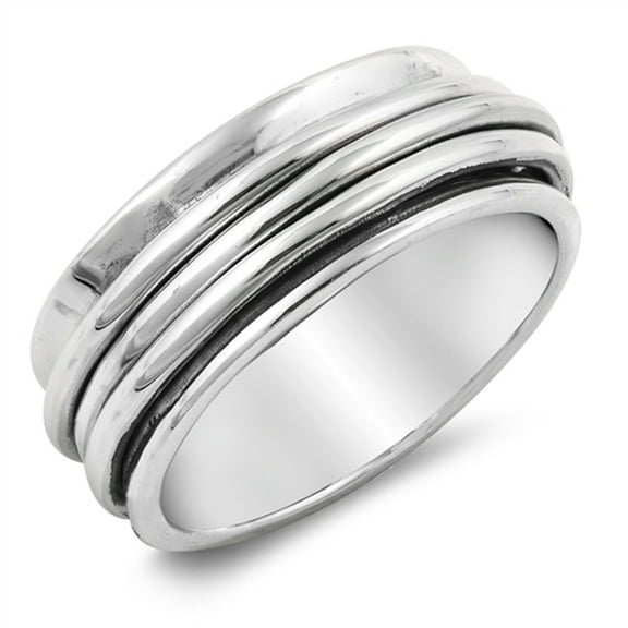 Spinner Meditation Wedding Ring .925 Sterling Silver Triple Band Jewelry Female Male Unisex Size 7