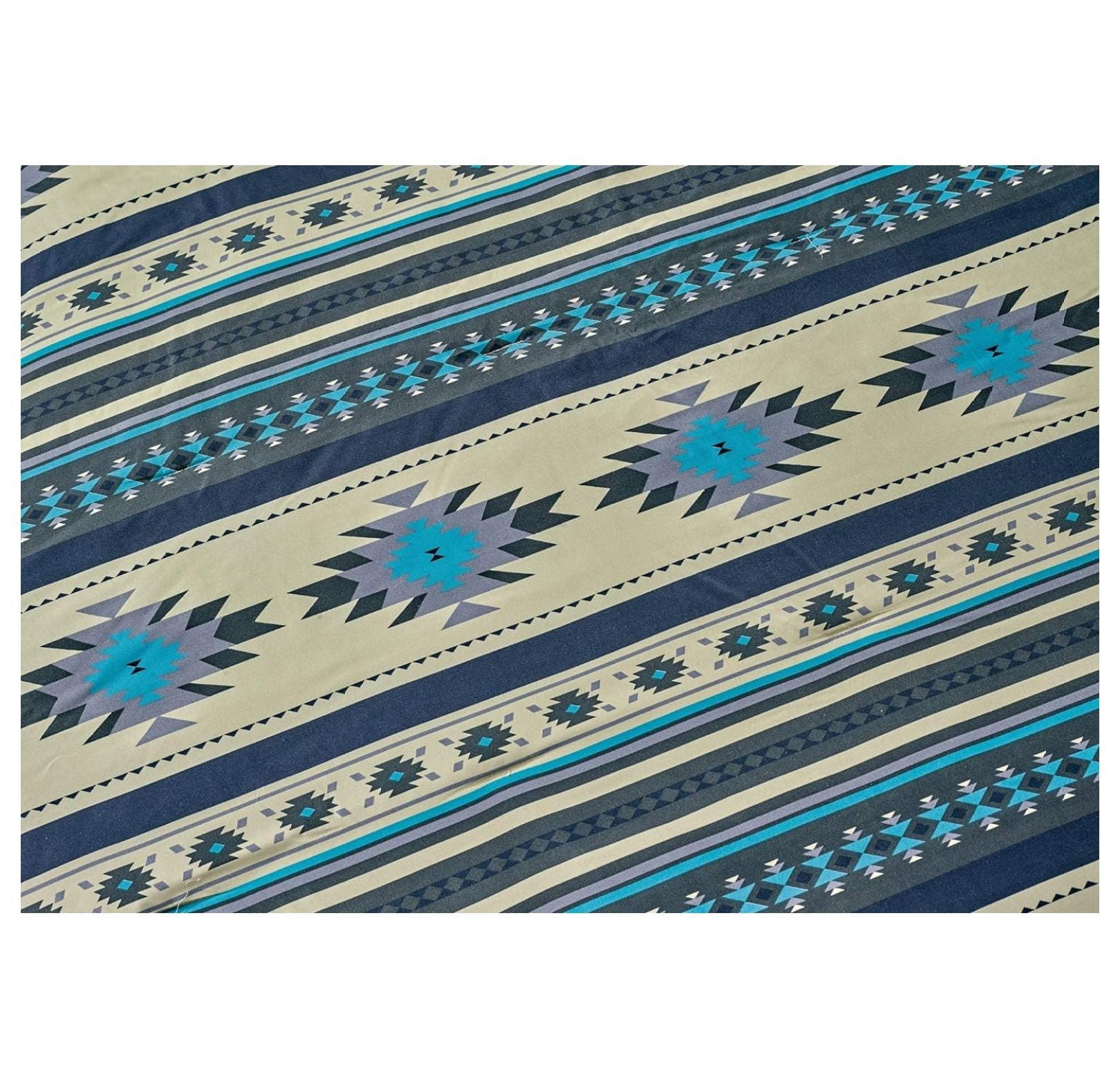 KeLiang 3-Piece Southwestern Geometric Tribal Multicolor Teal Beige Black Gray Comforter Set, Queen Size
