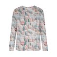 thumbnail image 4 of Qiopertar Mode Femmes Imprimé Col Rond Pull Tops Manches Longues Blouse Confortable Chandail en Molleton Offres de la Semaine Liquidation Moins de 5$ jusqu'à 90 % de Réduction, 4 of 5