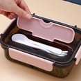 thumbnail image 2 of FastXmas Bento Box for Adult Kids, 2-Compartment Transparent Plastic Food Container with Utensil Set, BPA-Free Leak-Proof Meal Prep Container Microwave & Dishwasher Safe for School Office Travel, 2 of 9