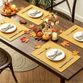 thumbnail image 2 of Placemats Set of 4, Yamaziot Double Layer Cloth Fabric Heat Resistant Place Mat, Washable Reversible Rectangle Dining Table Mats, Linen Style Gold Yellow, 12"x18", 2 of 9