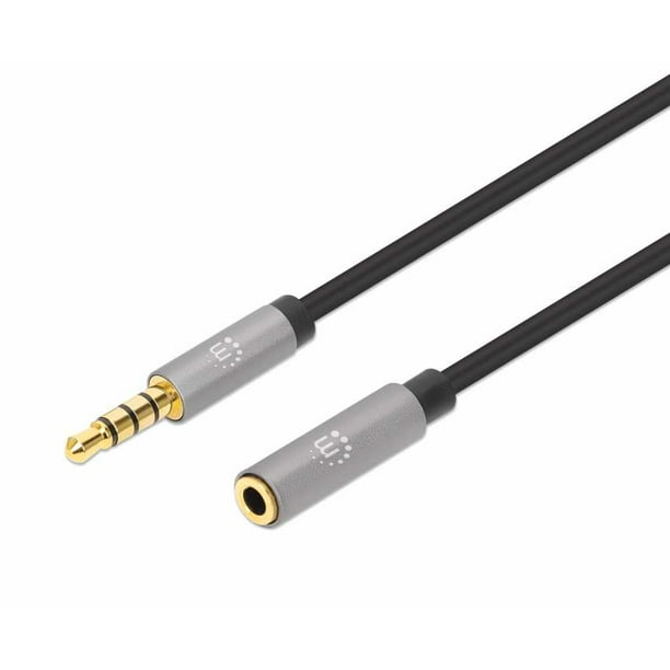 Manhattan 356022 Extensión de Cable Auxiliar de Audio Estéreo, De 3.5 mm macho a 3.5 mm hembra, 1m Manhattan De 3.5 mm macho a 3.5 mm hembra, 1 m