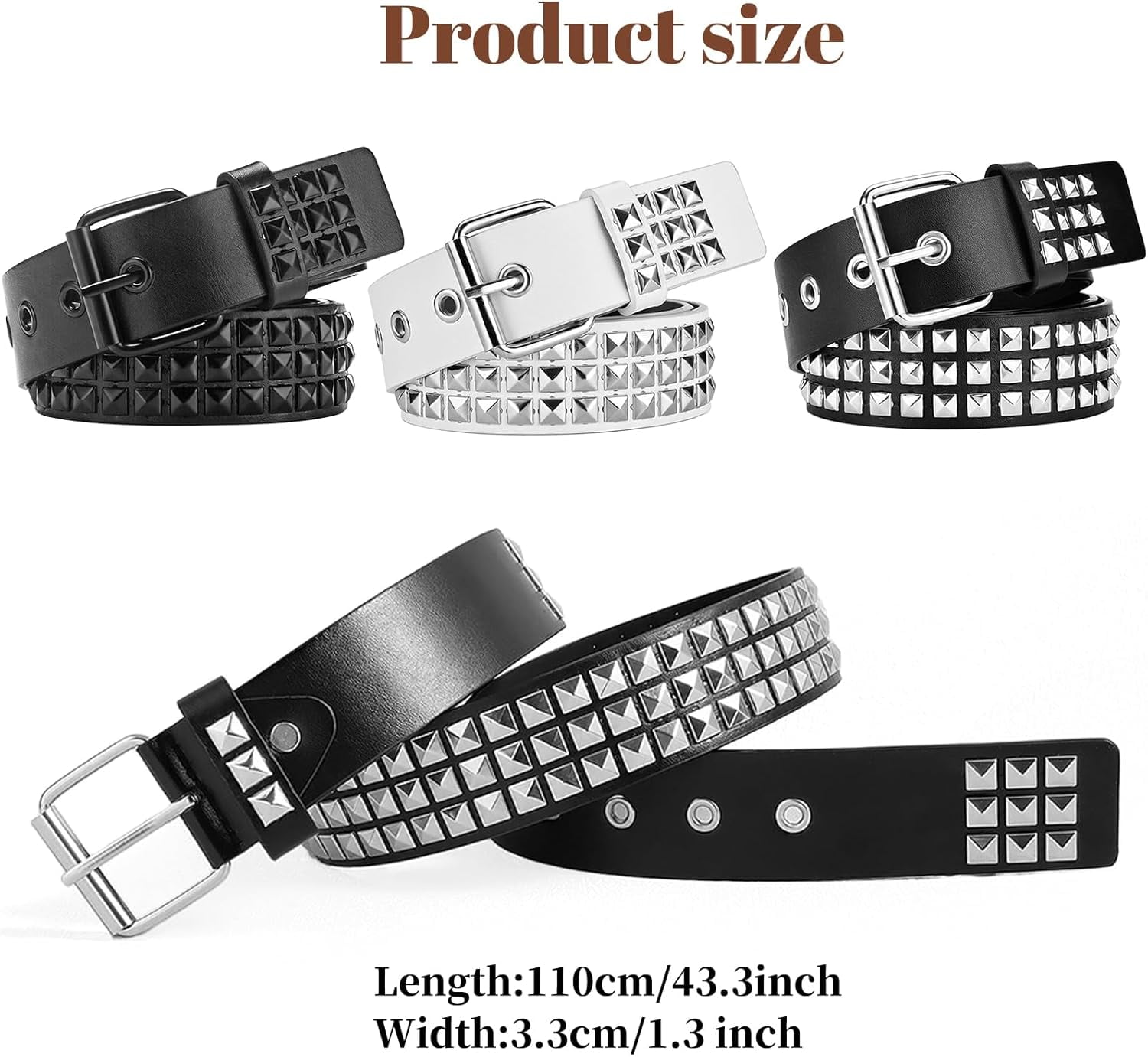 Euphrates, Black Studded Belt, 43.3