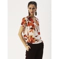 thumbnail image 2 of DressBerry Women’s Printed Poly Crepe Top Buttoned Front V Neck Short Sleeves Waist Length Regular Wear Light Weighted Casual Summer Shirt, 2 of 7