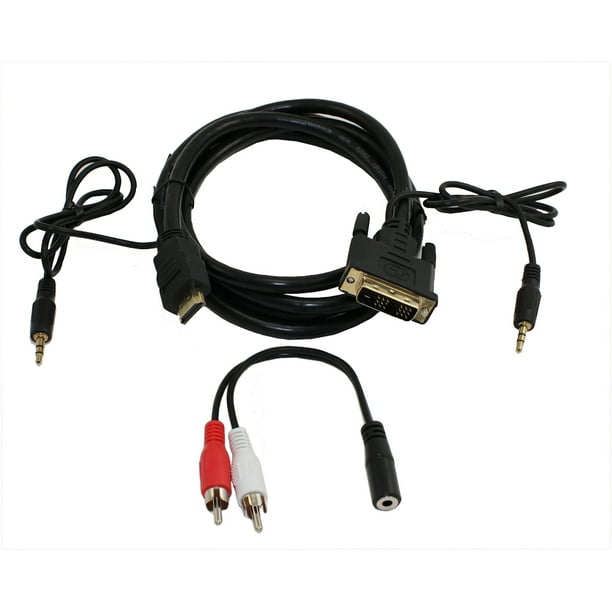 3ft HDMI/DVI-D w/3.5mm AUDIO Cable High 28 AWG Gold Plated - Walmart.com