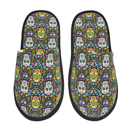 

Pofeuu Sugar Skulls Print EVA Fuzzy House super light Slippers Slippers Scuff Outdoor Indoor Warm Cozy Plush Bedroom Shoes Soft Flat Comfy Anti-Slip-Large