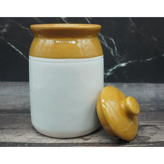 Ceramic Pickle Jars With Lid | Barni Achar Containers Storage Jar For Spice Pickle Chatni Achar | Hand Painted Ceramic Barni | Achar Ki Barni | (1000 Ml