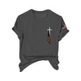 thumbnail image 2 of Sweet Home Farm V Neck T Shirts for Women Flag Print Short Sleeve Loose Casual And Comfortable Shirt Short Sleeve Shirts for Women Dark Gray, 2 of 4