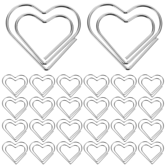 MLINS  100 Pcs Document Clips Heart Paper Paperclips Office Silver