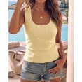 thumbnail image 6 of CHICME Tank Tops For Women Rhinestone Solid Color Sleeveless Ribbed Fitted Camisole Summer Top Going Out Vest Yellow-M, 6 of 9