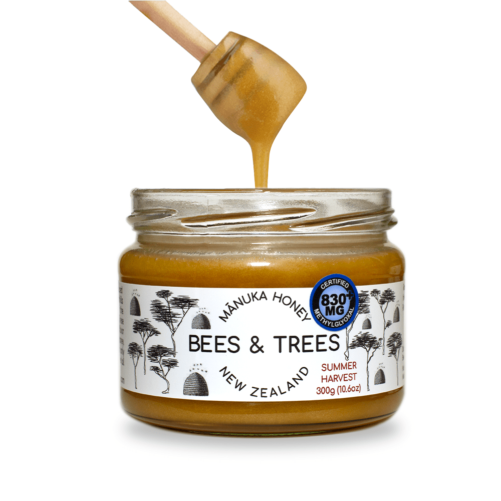 Bees & Trees Manuka Honey 830+MGO, 100% Raw Natural New Zealand Honey