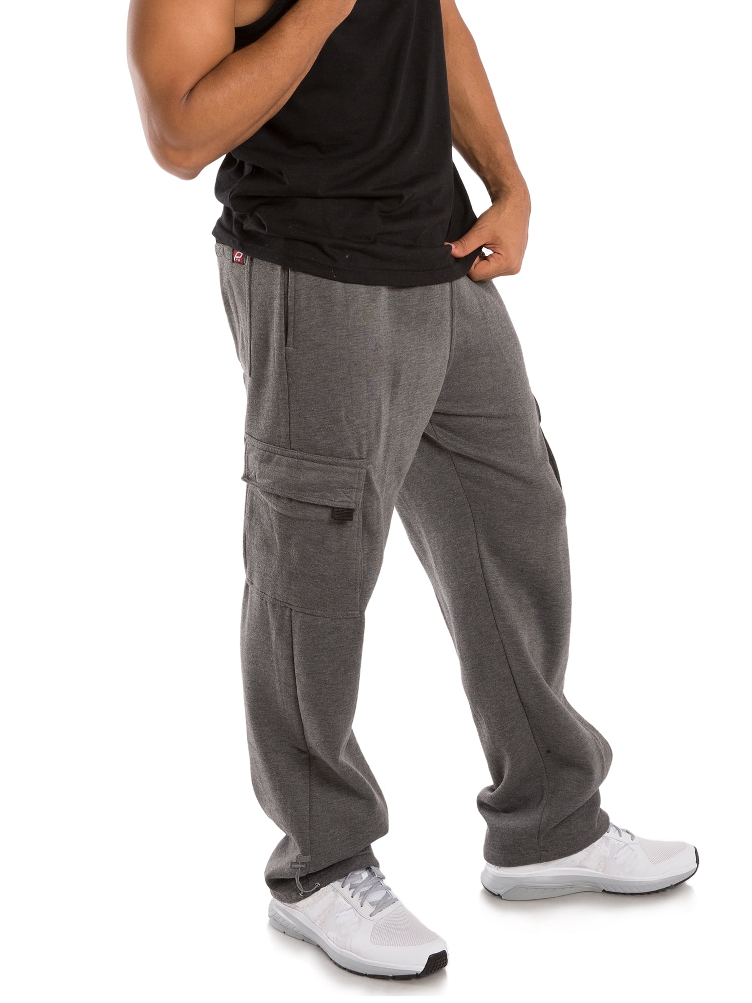 Vibes Men s Fleece Cargo Sweatpants Relax Fit Bungee Cord Open