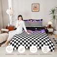 thumbnail image 3 of Manfei Modern Plaid King Size Comforter Sets,Lovely Stars Comforters King Size,Black Pink Blue,Black Reversible,3 Pieces,1 Comforter and 2 Pillowcases,3 Pieces,1 Comforter and 2 Pillowcases, 3 of 7