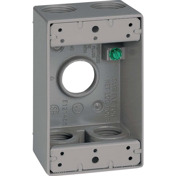 Southwire Single Gang 3/4 In. 5-Hole Gray Weatherproof Junction Box WB1575-UPC