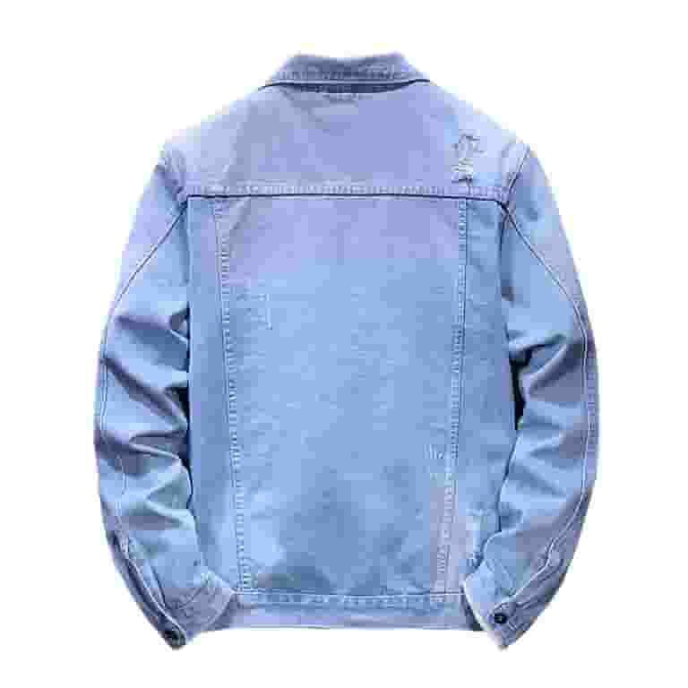 【2plan】Curved neck denim jacket Olyvenn New & Trending Turtle Neck Denim for Man Winter Fall