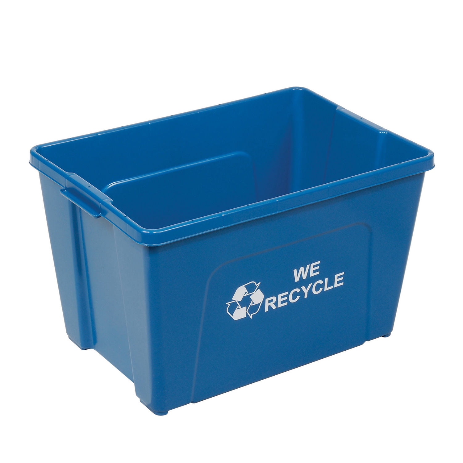 Recycling Bin, Blue, Plastic, 18 Gallon