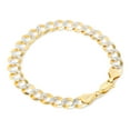 thumbnail image 3 of Nuragold 14k Real Yellow Gold Solid Cuban Curb Link 8.5mm Diamond Cut Pave Chain Bracelet (8"-9") Two Tone Italian Jewelry for Men, 3 of 9