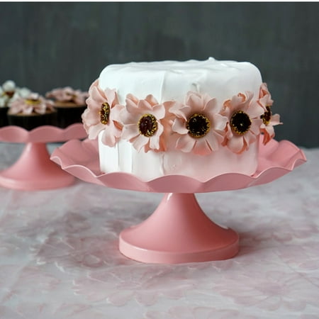 3 Size Elegent Cake Stand,Dessert Cupcake Pastry Candy Display Plate for Wedding Event Birthday Party, Round Metal Pedestal Holder,Pink