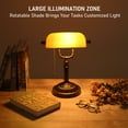 thumbnail image 5 of 2 Pack Bankers Desk Lamp, Yellow Glass Shade, Vintage Desk Lamp With Pull Chain Switch, 5 of 7