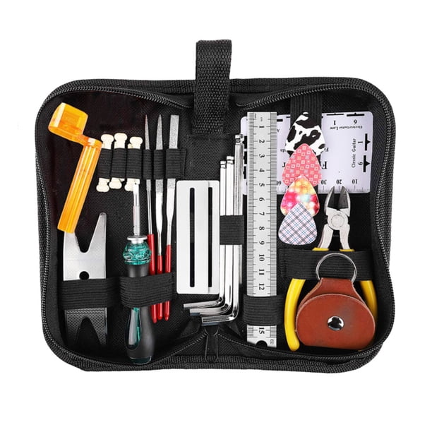 Soidarity Kit de herramientas de mantenimiento para reparación de guitarra con bolsa de transporte, regla de cuerdas para el cuidado de la Accesorios para instrumentos musicales