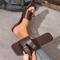thumbnail image 4 of Domuza Flat Slides for Women Lightweight Non-Slip Solid Color Square Toe Slip-On Sandals for Home Beach Pool Shower Coffee 9（EU-42）, 4 of 6