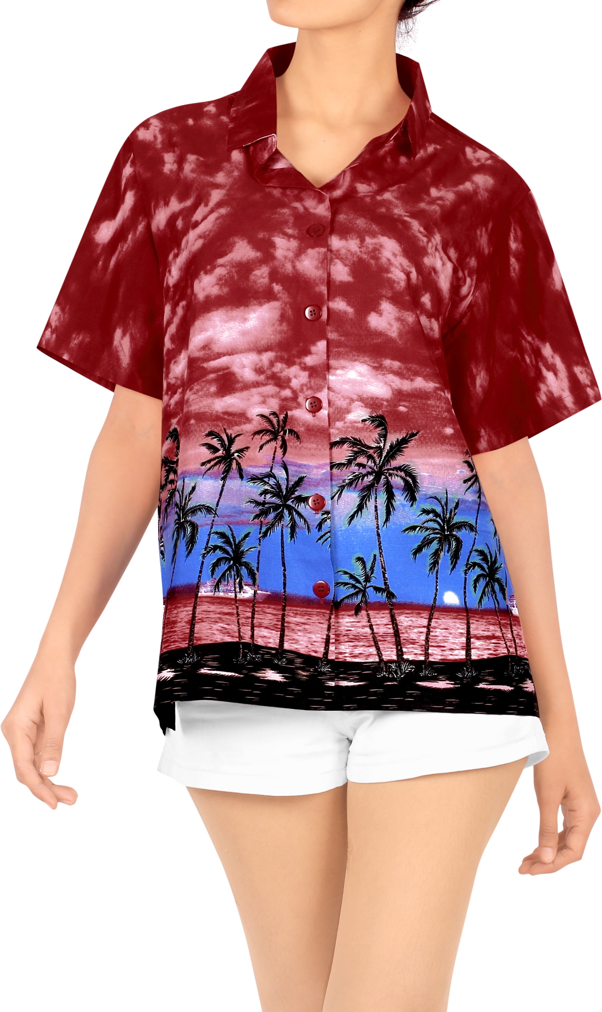 HAPPY BAY - HAPPY BAY Women's Hawaiian Shirt Casual Button Down Short ...