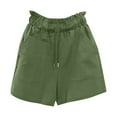 thumbnail image 4 of Admvng Short en Lin pour Femmes Décontracté Grande Taille Taille Élastique Coton Lin Short Confortable avec Poche P-3TG, 4 of 4