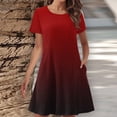 thumbnail image 2 of TAGOLD Womens Summer Dress Clearance,Plus Size Casual Dress for Womens,Women's Summer Gradient Color Double Pocket Short Sleeve Round Neck T-shirt Dress, 2 of 5