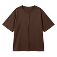 thumbnail image 6 of Iyufng Womens Crew Neck T-Shirt Front Vertical Seam Drop Shoulder Oversized Short Sleeve Loose Solid Casual Daily Top, 6 of 7
