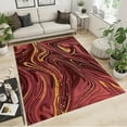 thumbnail image 2 of Rugs For Living Room Nordic Luxury, Abstract Burgundy Red Gold Irregular Fluid Area Rug, Contemporary Accent Throw Rug For Bathroom Classroo Bedroom Kitchen Rug 4' x 5', 2 of 6