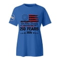 thumbnail image 2 of Only Moment Womens Festival Shirts Crew Neck Short Sleeve Vintage American Flag Short Sleeve Patriotic Independence Day Tops Blue,M, 2 of 6