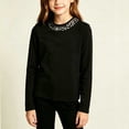 thumbnail image 5 of Acaics Girls' Long-Sleeve Layering T-Shirt: Solid-Color Crew-Neck Sequin-Accent Brushed-Fleece Long-Sleeve Top, Ages 1–15, 5 of 7