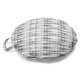 thumbnail image 1 of Abstract Round Floor Cushion with Handle, Horizontally Arranged Illustration of Greyscale Stripes and Triangles, Pillow for Living Room & Dorms, 18" Round, Dark Grey White Dimgray, by Ambesonne, 1 of 4