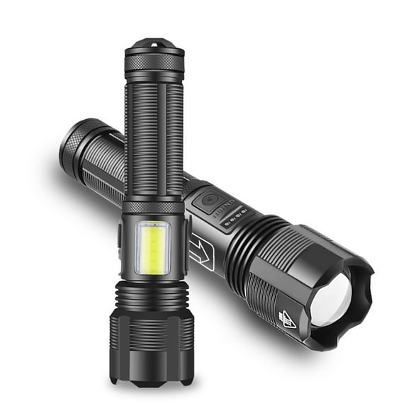 YeekTok 2 Pcs LED Flashlight XHP50 Flashlight Battery Display Adjustable Focus USB Charging Black LED Outdoor Torch